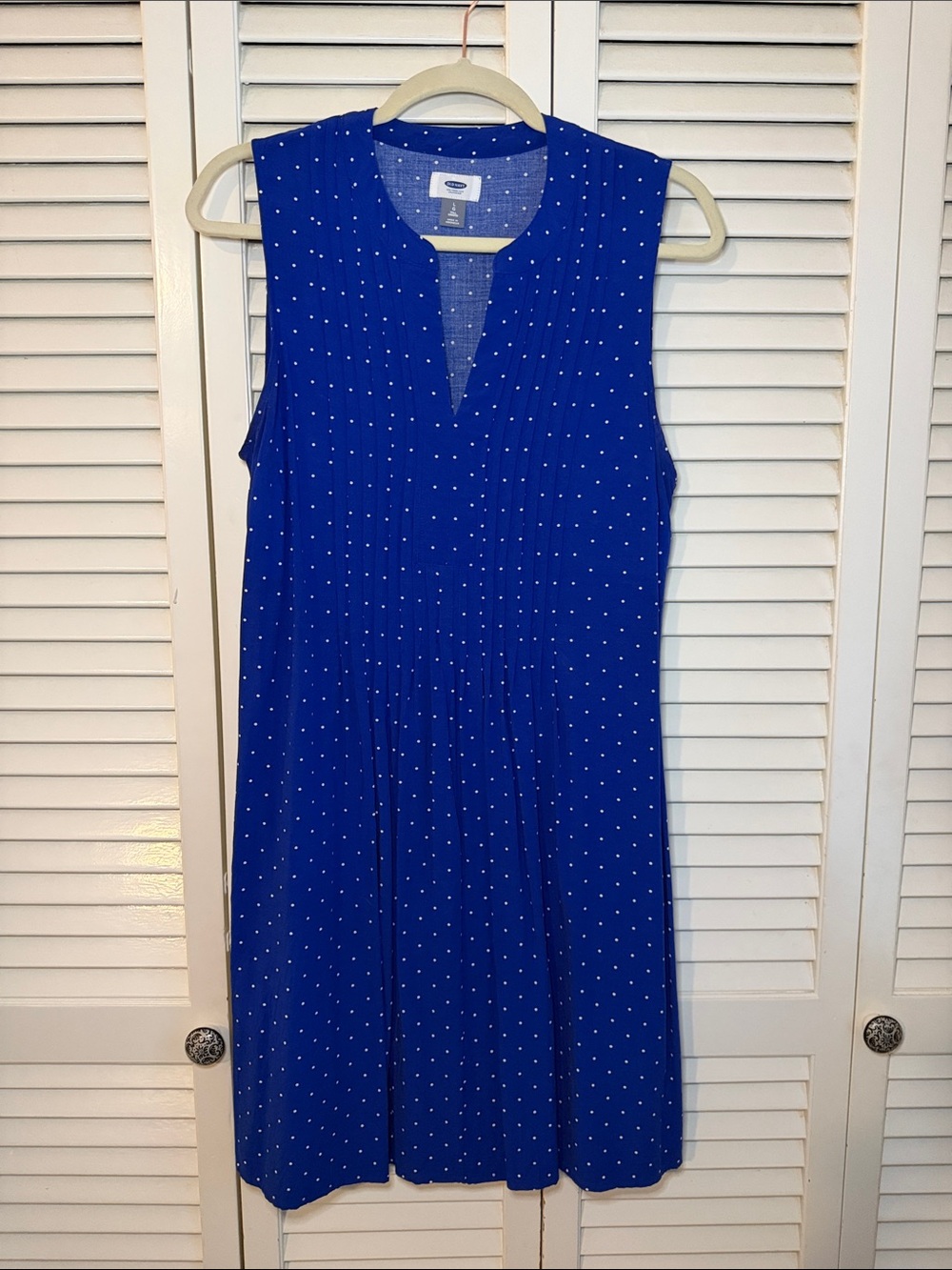 Old Navy Royal Blue Sleeveless Polka Dot Dress
